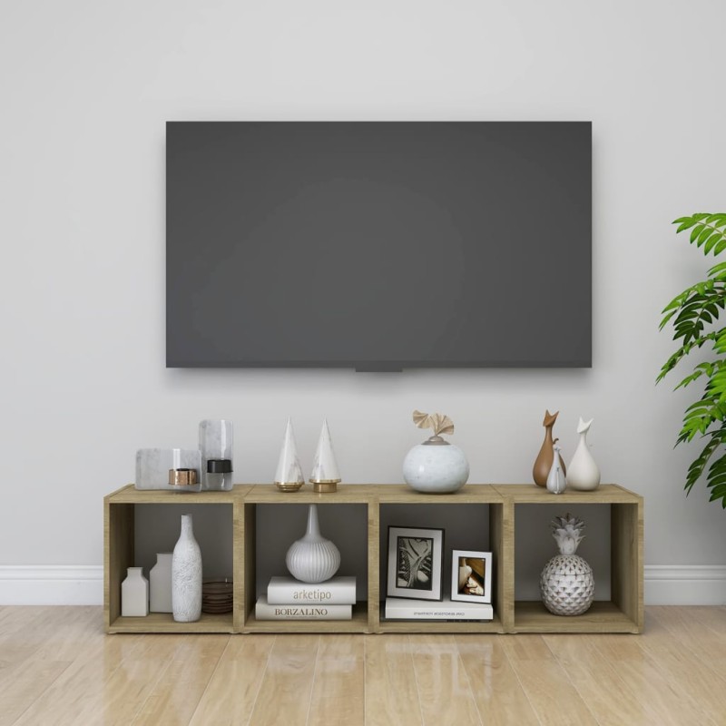 vidaXL TV-Schränke 4 Stk. Weiß Sonoma-Eiche 37x35x37 cm Holzwerkstoff vidaXL TV-Schränke 4 Stk. Weiß Sonoma-Eiche 37x35x37 cm Holzwerkstoff
