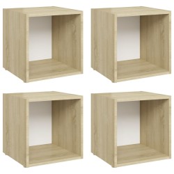 vidaXL TV-Schränke 4 Stk. Weiß Sonoma-Eiche 37x35x37 cm Holzwerkstoff