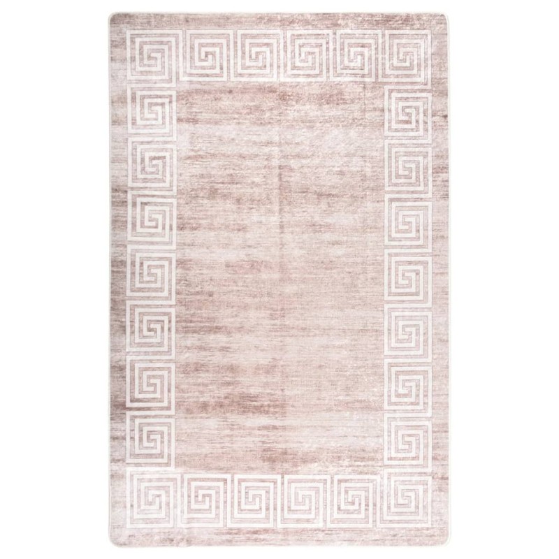 vidaXL Teppich Waschbar 80x150 cm Beige Rutschfest vidaXL Teppich Waschbar 80x150 cm Beige Rutschfest