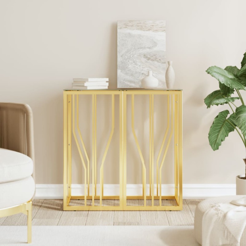 vidaXL Konsolentisch Golden 70x30x70 cm Edelstahl und Glas vidaXL Konsolentisch Golden 70x30x70 cm Edelstahl und Glas