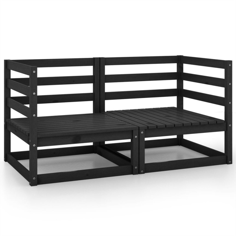 vidaXL Garten-Ecksofas 2 Stk. Schwarz Kiefer Massivholz vidaXL Garten-Ecksofas 2 Stk. Schwarz Kiefer Massivholz