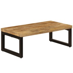 vidaXL Couchtisch 100x50x35 cm Mango Massivholz und Stahl