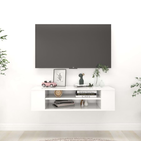 vidaXL TV-Hängeschrank Hochglanz-Weiß 100x30x26,5 cm Holzwerkstoff