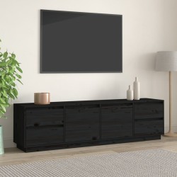 vidaXL TV-Schrank Schwarz 176x37x47,5 cm Massivholz Kiefer