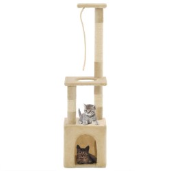 vidaXL Katzen-Kratzbaum mit Sisal-Kratzsäulen 109 cm Beige 