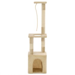 vidaXL Katzen-Kratzbaum mit Sisal-Kratzsäulen 109 cm Beige 