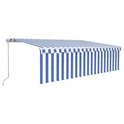 vidaXL Markise Manuell Einziehbar mit Rollo 5x3 m Blau und Weiß