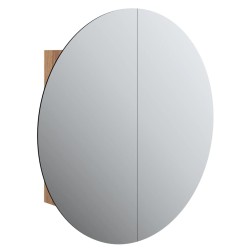 vidaXL Badezimmerschrank mit Rundem Spiegel & LED Eichen-Optik