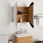 vidaXL Badezimmerschrank mit Rundem Spiegel & LED Eichen-Optik vidaXL Badezimmerschrank mit Rundem Spiegel & LED Eichen-Optik