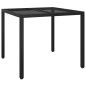 vidaXL Gartentisch 90x90x75 cm Gehärtetes Glas Poly Rattan Schwarz vidaXL Gartentisch 90x90x75 cm Gehärtetes Glas Poly Rattan Schwarz