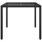 vidaXL Gartentisch 90x90x75 cm Gehärtetes Glas Poly Rattan Schwarz vidaXL Gartentisch 90x90x75 cm Gehärtetes Glas Poly Rattan Schwarz