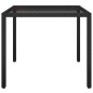 vidaXL Gartentisch 90x90x75 cm Gehärtetes Glas Poly Rattan Schwarz vidaXL Gartentisch 90x90x75 cm Gehärtetes Glas Poly Rattan Schwarz