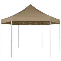 vidaXL Faltpavillon Sechseckig 3,6x3,1 m Taupe 220 g/m²