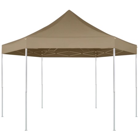 vidaXL Faltpavillon Sechseckig 3,6x3,1 m Taupe 220 g/m²