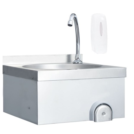vidaXL Handwaschbecken mit Wasserhahn und Seifenspender Edelstahl 