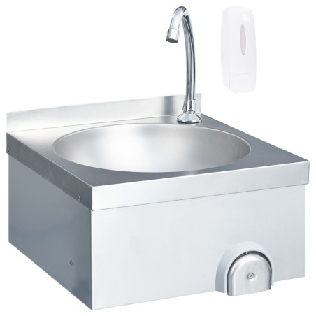 vidaXL Handwaschbecken mit Wasserhahn und Seifenspender Edelstahl 