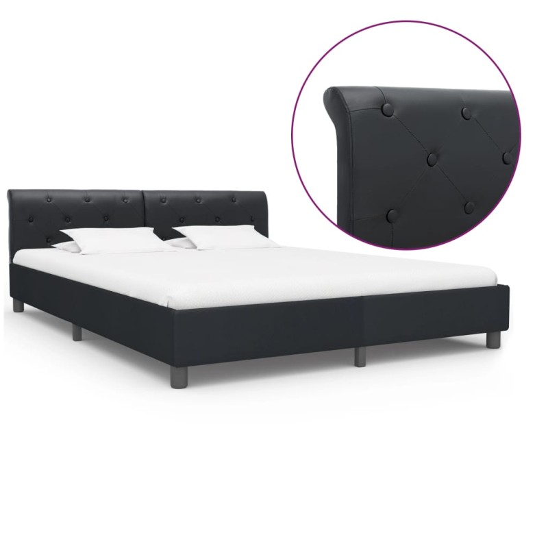 vidaXL Bettgestell Schwarz Kunstleder 160 × 200 cm vidaXL Bettgestell Schwarz Kunstleder 160 × 200 cm