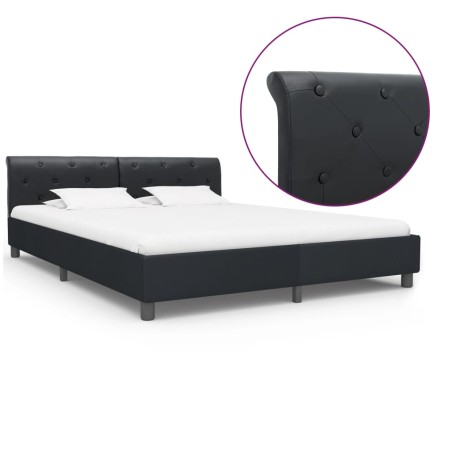 vidaXL Bettgestell Schwarz Kunstleder 160 × 200 cm
