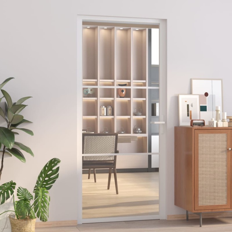vidaXL Innentür 93x201,5 cm Weiß ESG-Glas und Aluminium vidaXL Innentür 93x201,5 cm Weiß ESG-Glas und Aluminium