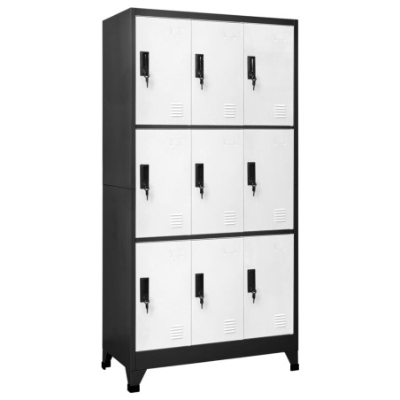 vidaXL Schließfachschrank Anthrazit und Weiß 90x45x180 cm Stahl