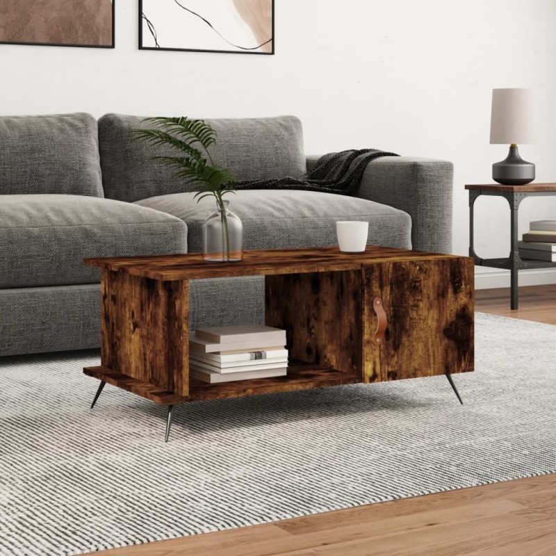 vidaXL Couchtisch Räuchereiche 90x50x40 cm Holzwerkstoff vidaXL Couchtisch Räuchereiche 90x50x40 cm Holzwerkstoff