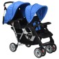 vidaXL Tandem-Kinderwagen Stahl Blau und Schwarz vidaXL Tandem-Kinderwagen Stahl Blau und Schwarz