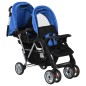 vidaXL Tandem-Kinderwagen Stahl Blau und Schwarz vidaXL Tandem-Kinderwagen Stahl Blau und Schwarz