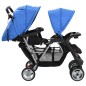 vidaXL Tandem-Kinderwagen Stahl Blau und Schwarz vidaXL Tandem-Kinderwagen Stahl Blau und Schwarz