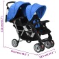 vidaXL Tandem-Kinderwagen Stahl Blau und Schwarz vidaXL Tandem-Kinderwagen Stahl Blau und Schwarz