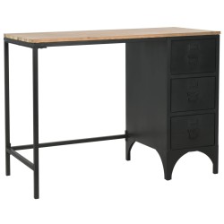 vidaXL Einzelsockel Schreibtisch Massivholz und Stahl 100x50x76 cm