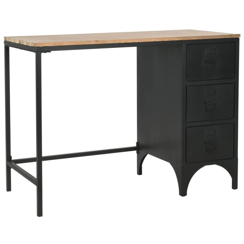 vidaXL Einzelsockel Schreibtisch Massivholz und Stahl 100x50x76 cm vidaXL Einzelsockel Schreibtisch Massivholz und Stahl 100x50x76 cm
