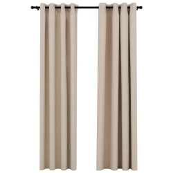 vidaXL Verdunkelungsvorhänge Ösen Leinenoptik 2 Stk. Beige 140x245 cm