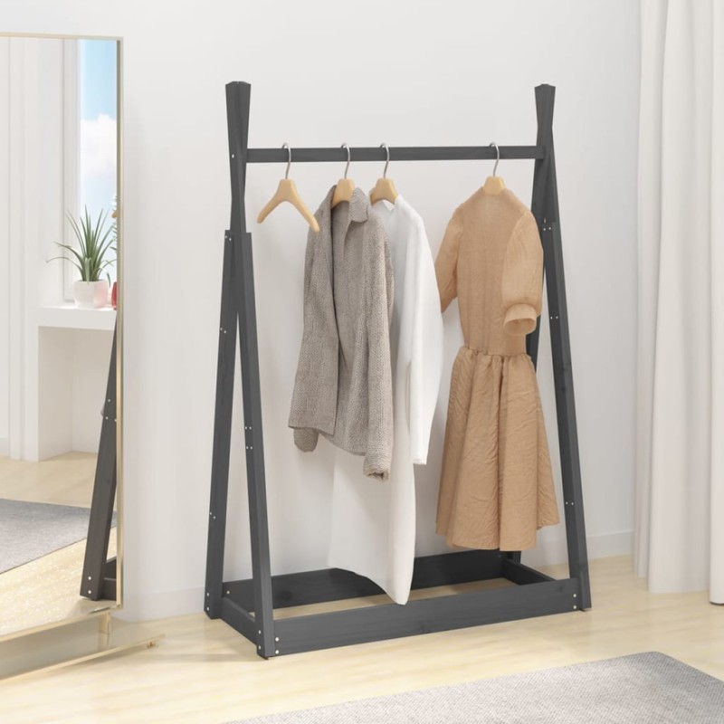 vidaXL Kleiderständer Grau 100x45x150 cm Massivholz Kiefer vidaXL Kleiderständer Grau 100x45x150 cm Massivholz Kiefer