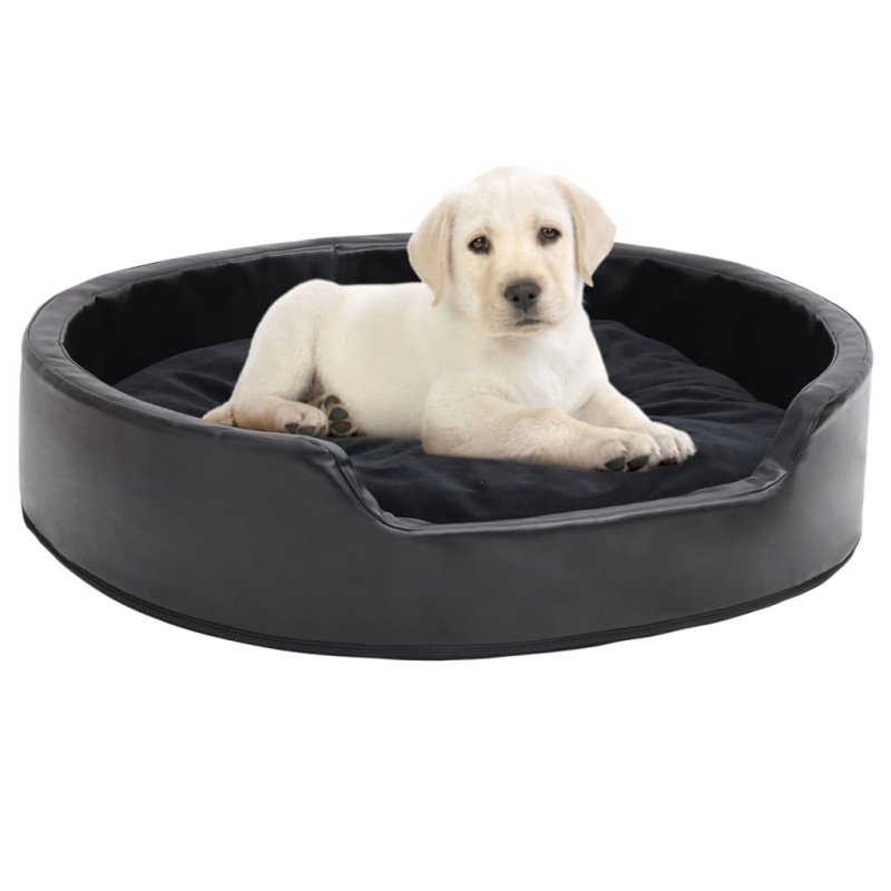 vidaXL Hundebett Schwarz 79x70x19 cm Plüsch und Kunstleder vidaXL Hundebett Schwarz 79x70x19 cm Plüsch und Kunstleder