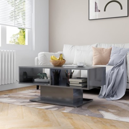 vidaXL Couchtisch Hochglanz-Grau 103,5x50x44,5 cm Holzwerkstoff