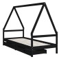 vidaXL Kinderbett mit Schubladen Schwarz 90x190 cm Massivholz Kiefer vidaXL Kinderbett mit Schubladen Schwarz 90x190 cm Massivholz Kiefer