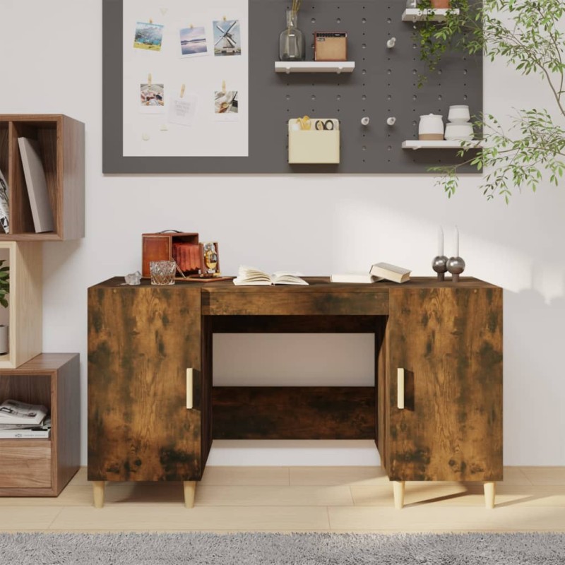 vidaXL Schreibtisch Räuchereiche 140x50x75 cm Holzwerkstoff vidaXL Schreibtisch Räuchereiche 140x50x75 cm Holzwerkstoff