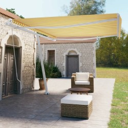 vidaXL Gelenkarmmarkise mit Pfosten 450x350 cm Gelb & Weiß