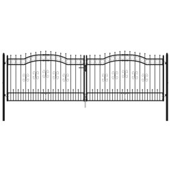 vidaXL Zauntor mit Speerspitzen Schwarz 406x173 cm Stahl