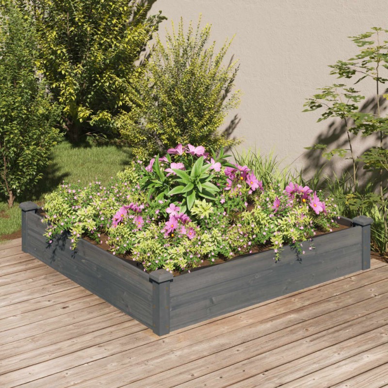 vidaXL Hochbeet mit Einsatz Grau 120x120x25 cm Massivholz Tanne vidaXL Hochbeet mit Einsatz Grau 120x120x25 cm Massivholz Tanne