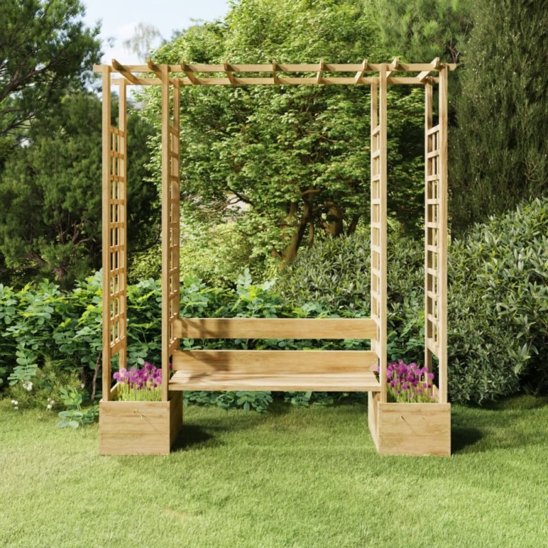 vidaXL Garten-Pergola mit Bank & Pflanzkübeln Kiefernholz Imprägniert vidaXL Garten-Pergola mit Bank & Pflanzkübeln Kiefernholz Imprägniert