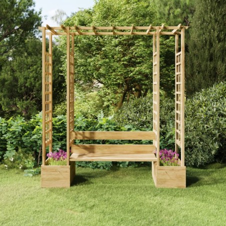 vidaXL Garten-Pergola mit Bank & Pflanzkübeln Kiefernholz Imprägniert