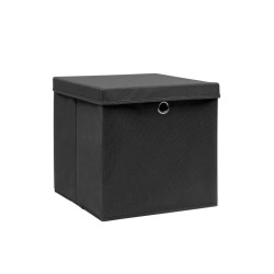 vidaXL Aufbewahrungsboxen mit Deckeln 4 Stk. 28x28x28 cm Schwarz