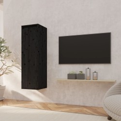 vidaXL Wandschrank Schwarz 30x30x100 cm Massivholz Kiefer