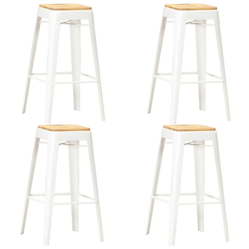 vidaXL Barhocker 4 Stk. Weiß Mango Massivholz vidaXL Barhocker 4 Stk. Weiß Mango Massivholz