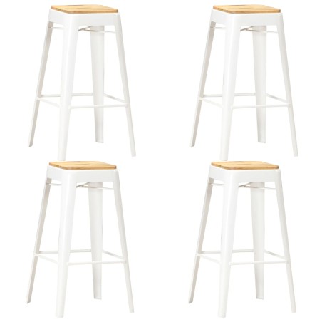 vidaXL Barhocker 4 Stk. Weiß Mango Massivholz