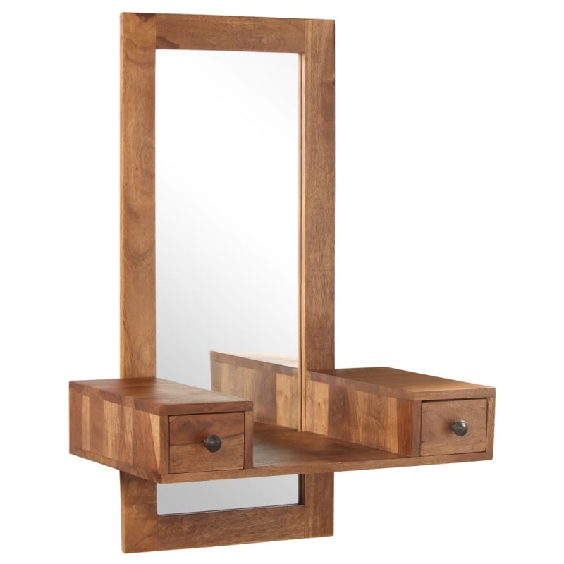 vidaXL Kosmetikspiegel mit 2 Schubladen Massivholz vidaXL Kosmetikspiegel mit 2 Schubladen Massivholz