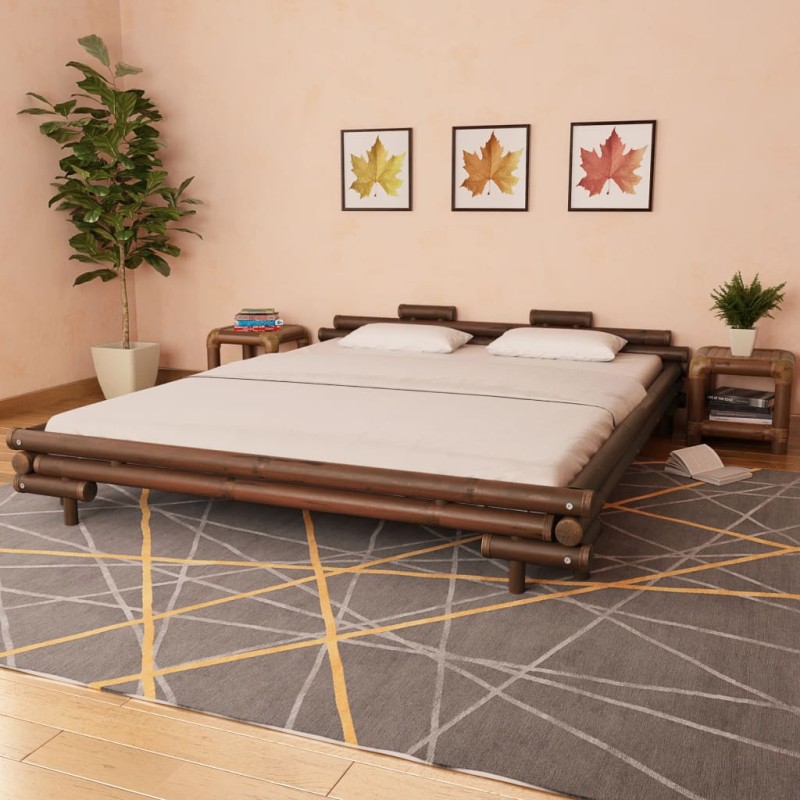 vidaXL Bettgestell Dunkelbraun Bambus 180×200 cm vidaXL Bettgestell Dunkelbraun Bambus 180×200 cm