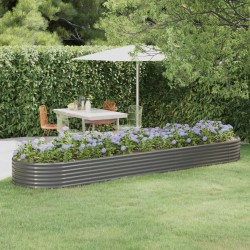 vidaXL Hochbeet Pulverbeschichteter Stahl 396x100x36 cm Grau