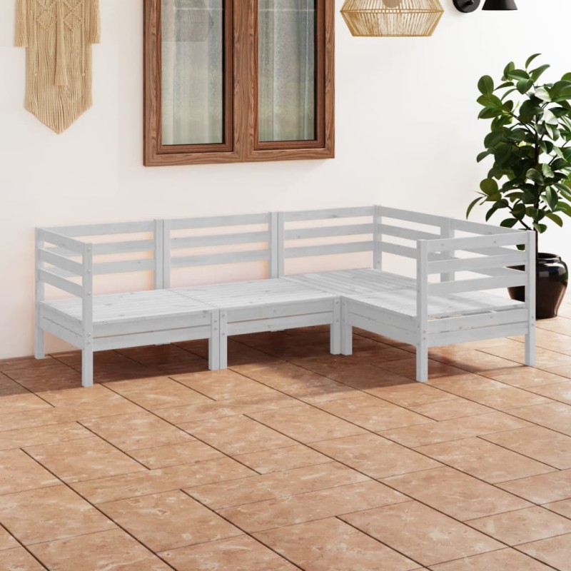 vidaXL 4-tlg. Garten-Lounge-Set Massivholz Kiefer Weiß vidaXL 4-tlg. Garten-Lounge-Set Massivholz Kiefer Weiß